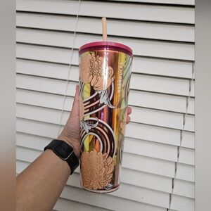 Starbucks Holiday 2025 Flower Straw Charm 24 Oz Cold Cup Tumbler *New Release*